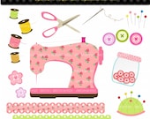 Sewing clip art, sewing machine craft digital clip art for scrapbooking, button, INSTANT DOWNLOAD