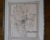 1870 Antique Map of Milford Massachusetts