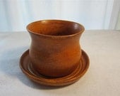 Matt Amber Flower Pot with Matching Plate - Made from Wheel Thrown Pottery (135)