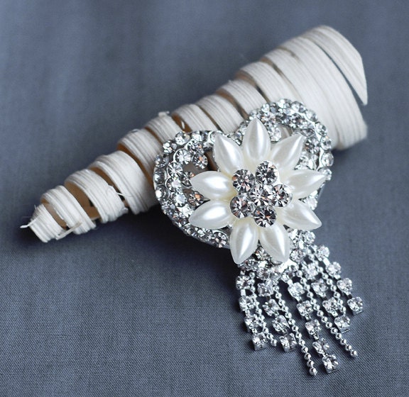 Rhinestone Brooch Component 63mm Crystal Pearl Bridal Hair Comb Shoe Clip Pin Wedding Invitation Bouquet Cake Deco BR122