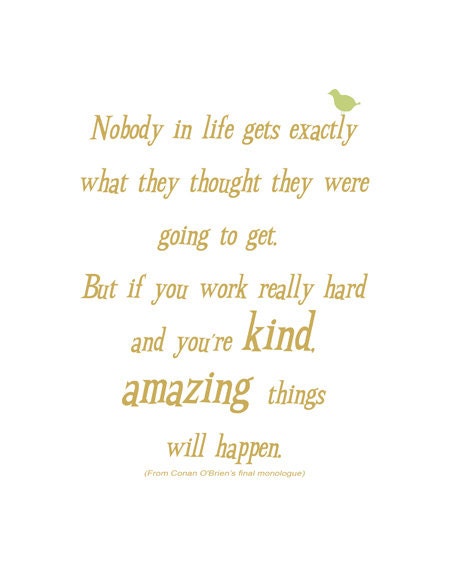 Inspiring positive quote digital art print room decor Conan Obrien saying, lime green wall art