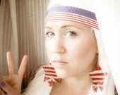 Stars & Stripes Forever Earrings - AMERICANA - Hand Painted - OOAK