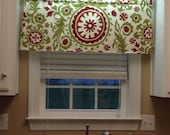 Window curtain valance suzani autumn natural 42 x 18 inches, custom sizes available