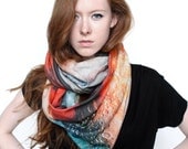 SALE Mars Curiosity Circle Scarf, Planet Printed Scarf, Infinity Scarf, Winter Scarf, Organic Cotton.