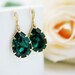 Bridal Earrings Bridesmaid Earrings cubic zirconia ear wires and Emerald Swarovski Crystal Tear drops
