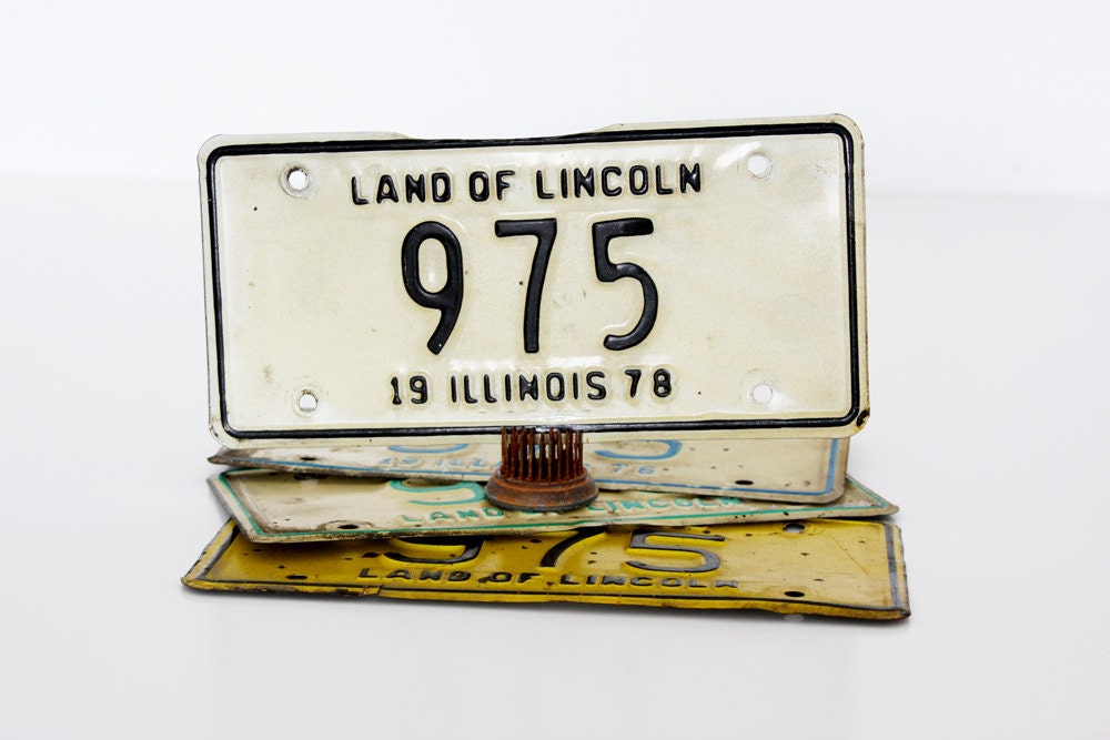 Vintage License Plate // Motorcycle License Plate // Illinois 1978 // Black and White // Man Cave Metal Sign // Mancave Decor
