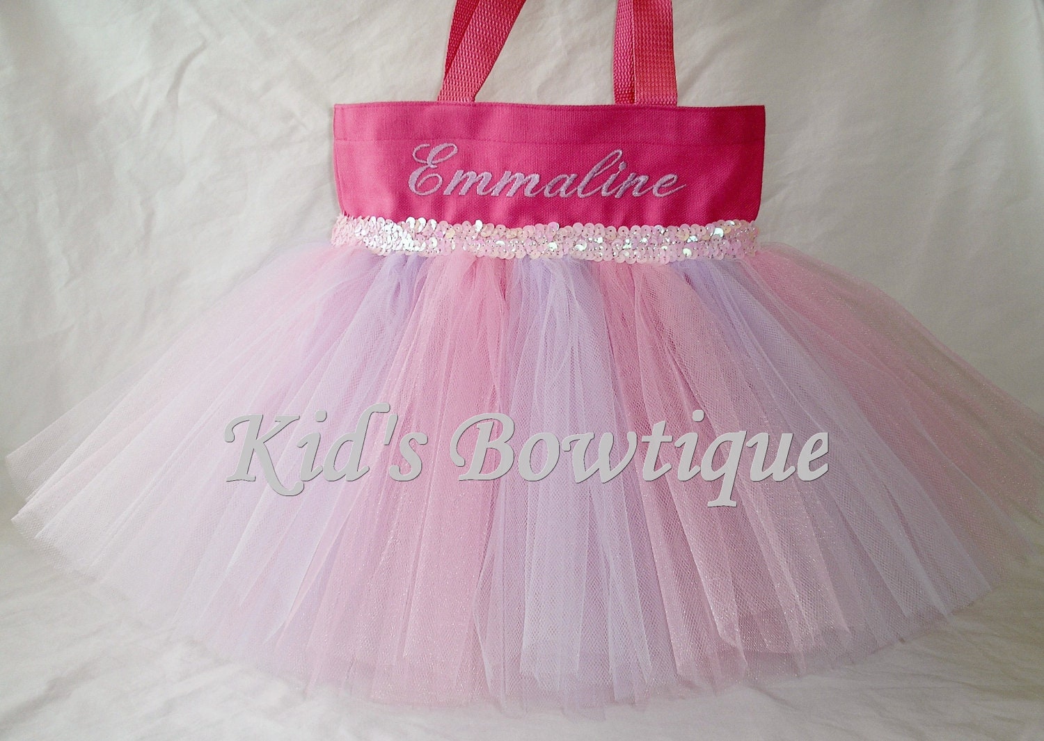 Monogrammed Pink with Lavender Striped Tutu Tote Bag