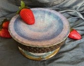 Ceramic Cake Stand Dessert Plate Pedestal Dish in Dusk Purple and Black Mountain