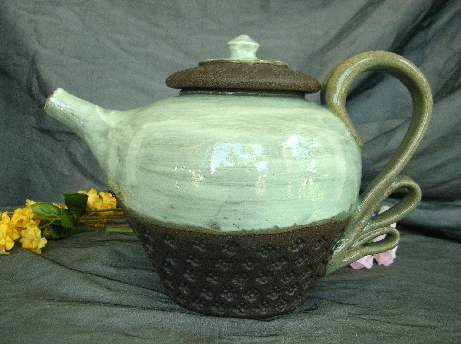 Teapot in Sky Blue and Black Mountain