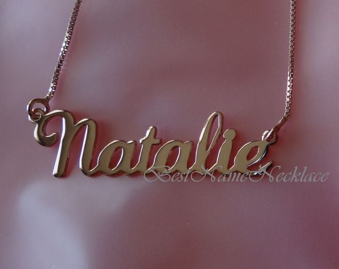 DOUBLE THICK Rose Gold Plated Name Necklace with your name, any name of your choice,