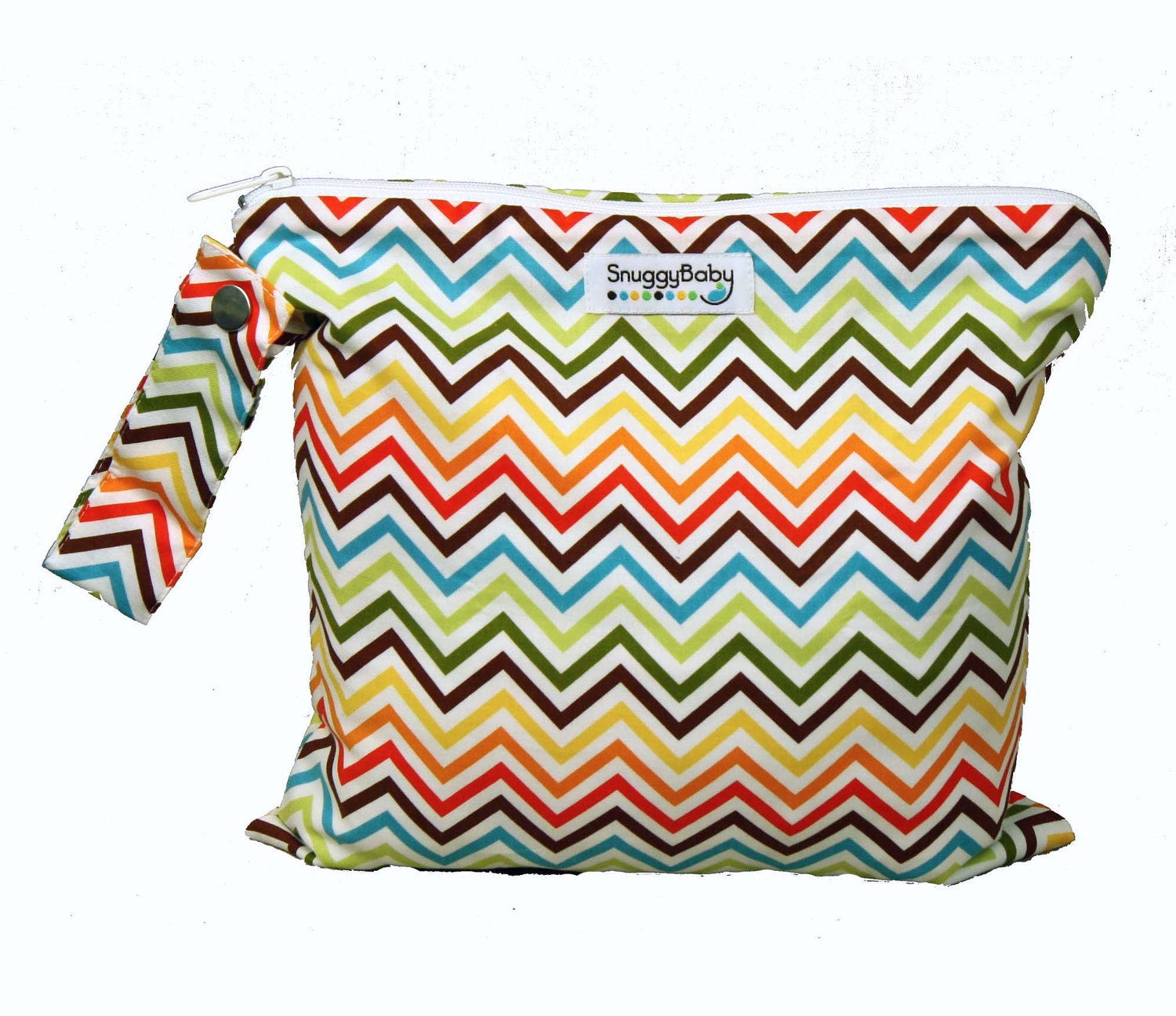Wet Bag with Zipper and Snap Open Handle - Rainbow Chevron - FAST SHIPPING