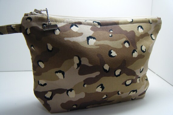 Camouflage Brown Cosmetic Travel Makeup Bag by jbconaway on Etsy