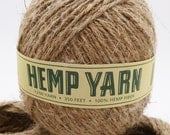 Hemp Yarn, Natural, Unpolished, 350ft,  1mm, Organic Yarn,  Knitting Supplies, Eco Friendly, Biodegradable