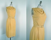 1950s 1960s Dress - Vintage 50s 60s Dress Gold Lurex Cocktail Party Mad Men S M - Go for Gold