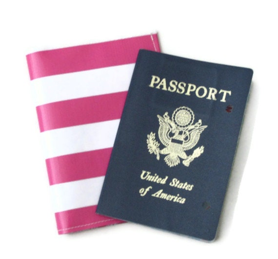 Pink Cabana Stripe Passport Cover As Seen In Lonny Magazine Holiday Gift Guide