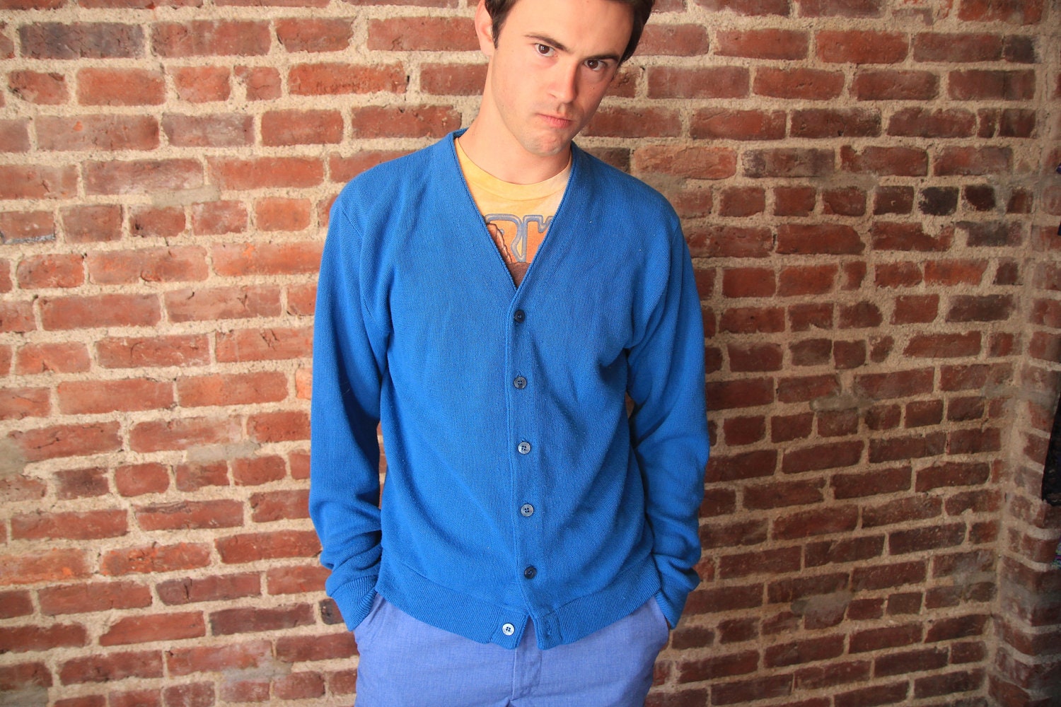COOL WATER - Vintage Slouchy Grandpa Cardigan Arena M L
