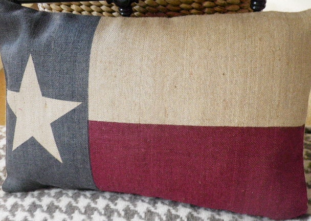 hand printed Texas State flag cushion cover