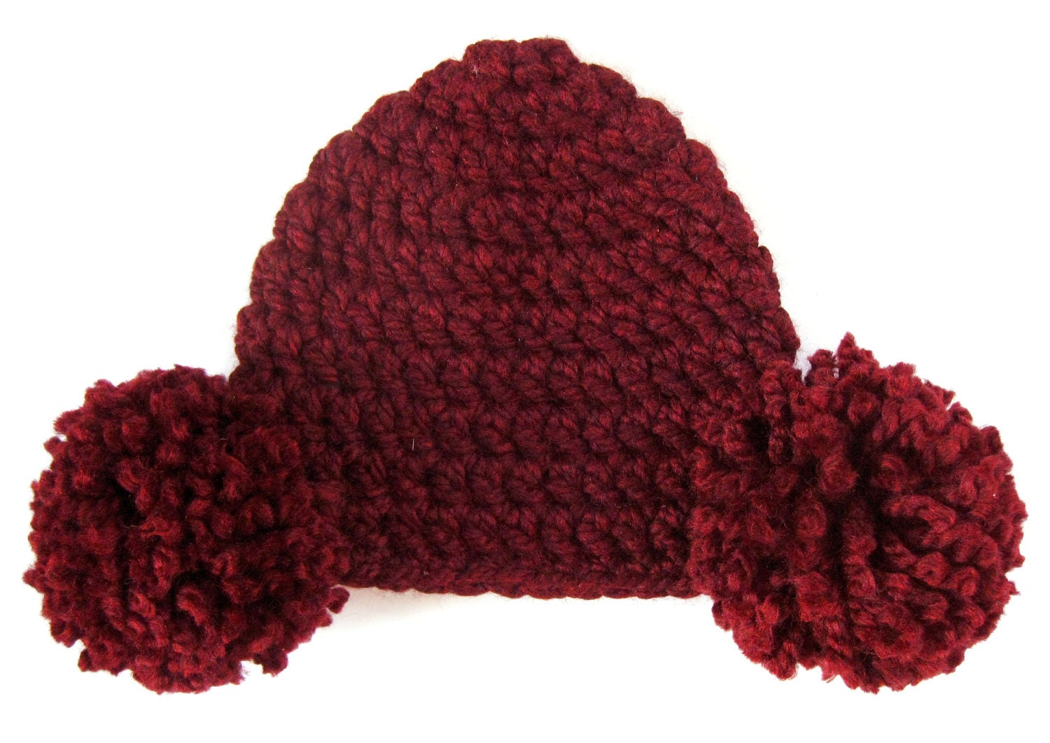Burgundy Double Giant Pom Pom Hat