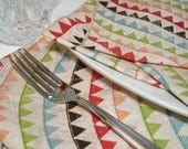 Dinner  Napkins  - Cotton EcoFriendly Washable Dryable Reusable - Pennants -  set of 4