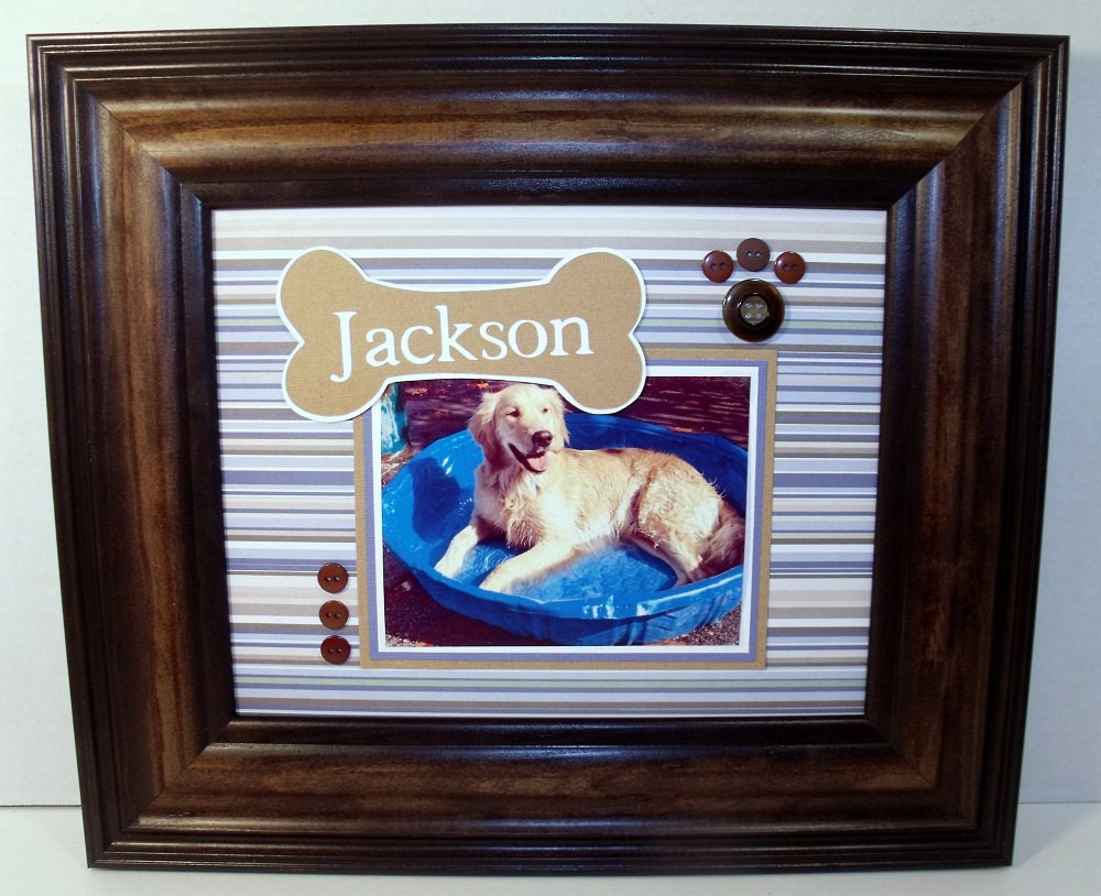 Personalized Dog Photo Keepsake - 8x10 Unframed Mat -  Dog Bone Theme - Cat Frames Available Too - Other Color Schemes Upon Request