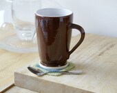 Set of three distinctive tall coffee cups - glazed in brilliant white and milk chocolate