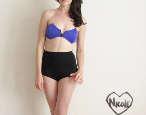 electric purple bandeau bikini . 1980 batman top .extra small.small.xs .sale
