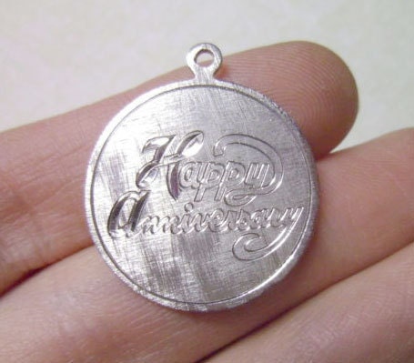 LARGE Vintage Griffith Sterling Happy Anniversary Disc Charm