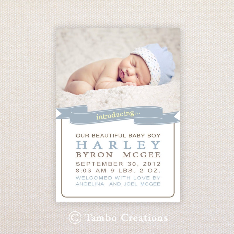Boys Photo Birth Announcement. I Customize, You Print. Il_170x135