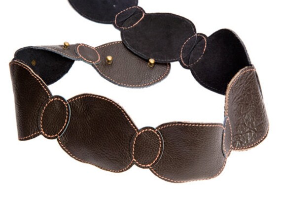 Items similar to WIDE BROWN BELT - thick belt - Women wide belt - dark brown belt - hip Leather ...