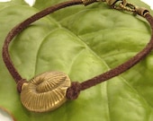 Fossil charm bracelet faux brown suede cord