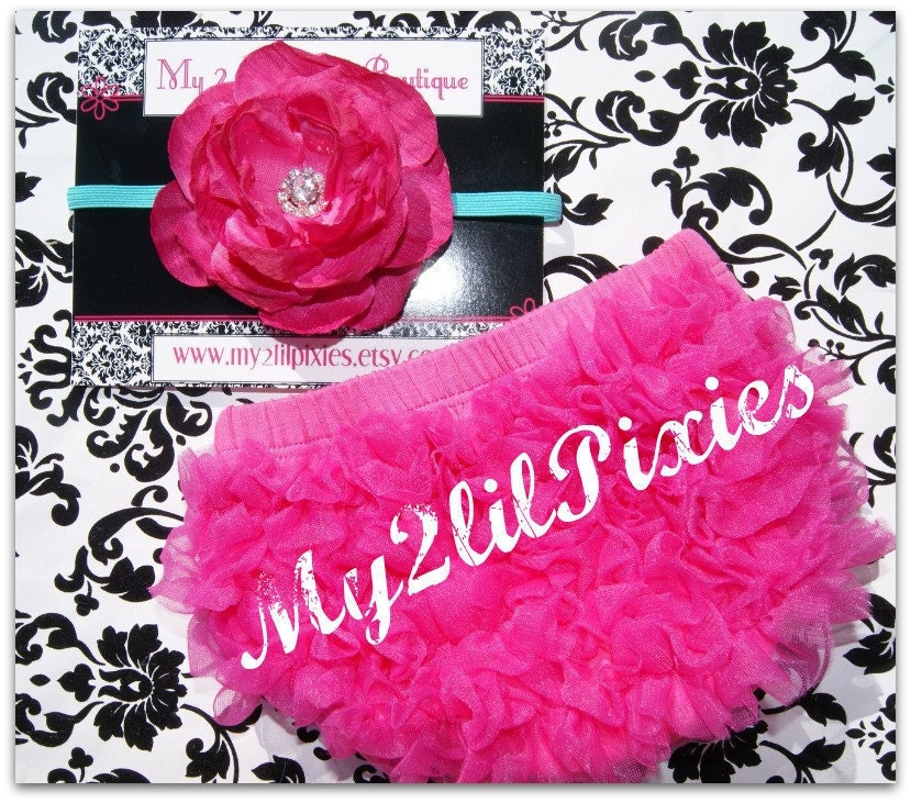 PERFECT Photo Prop SET-  Hot Pink BLOOMER You pick your Size and Matching Photo Prop Headband-MY2Lilpixies