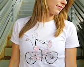 Sale-Special Delivery- Pink Bike with a Basket full of Cupcakes- S.M.L.XL