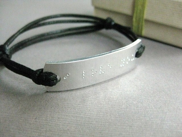 Braille 'I LOVE YOU' stamped Mens Bracelet, Anniversary Gift, Wedding Day, Boyfriend, Husband, Gift, Anniversary, MB 125