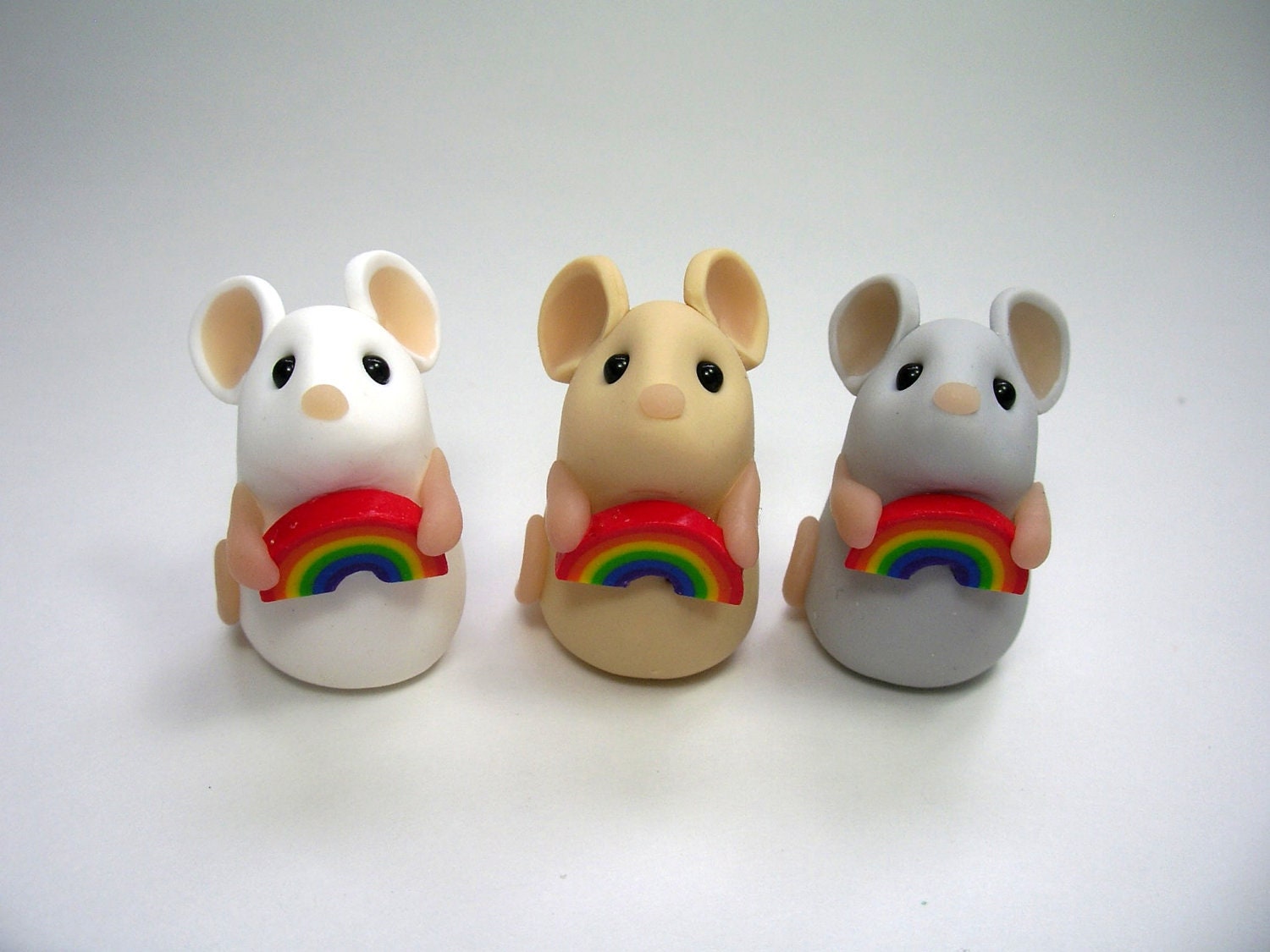 Tiny Rainbow Mouse Sculpture Ornament Sold Individually