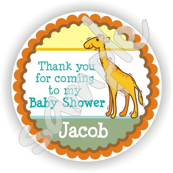 Animals Theme - 40 Thank You 2 inch circle Stickers - Birthday - Baby Shower - Envelope Seal - Address Label - Personalized Il_570xn
