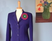 Circle Pin Crochet Jewelry Gemtones Brooch Fiber Medallion Amethyst Purple Ruby Red Emerald Green One of a Kind OOAK ON SALE