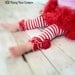 Little Girls Leg Warmers Red and White Stripe Red Rosettes Little girl clothes Baby Legs baby newborn One size Newborn-6 years Old