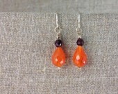 bright red orange carnelian garnet earrings