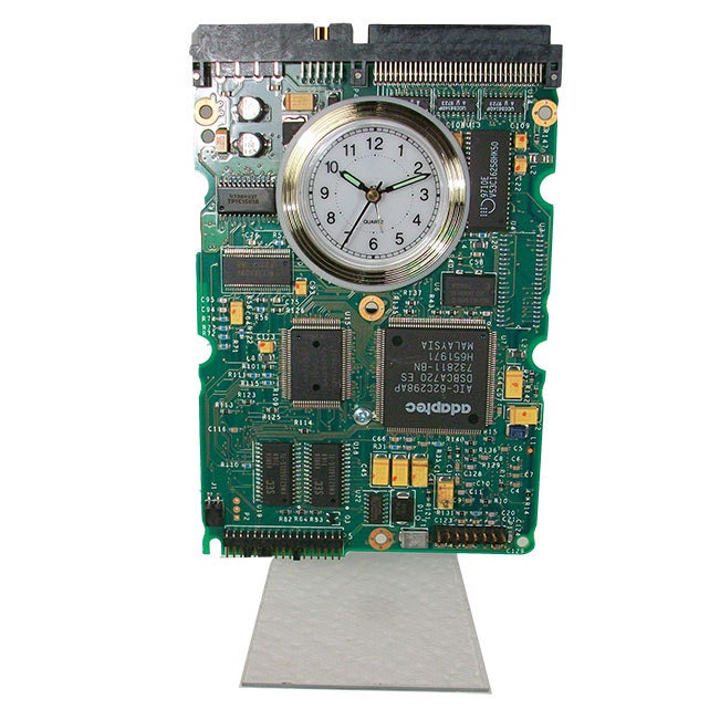Circuit Board Alarm Clock from Recycled Computer Hard Drive Controller Board. (H)