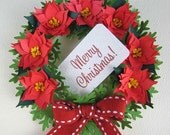Poinsettia Collection (Fringed Flowers and Wreath Card) - SVG, DXF with PDF Instructions