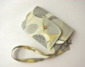 iPhone Wristlet, iPhone wallet in Optic Blossom in Linen - MADE TO ORDER