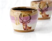 ceramic cup deer  in pink and brown rustic woodland