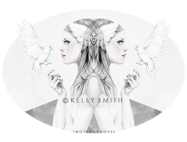 Two Turtle Doves LIMITED EDITION PRINT - A3