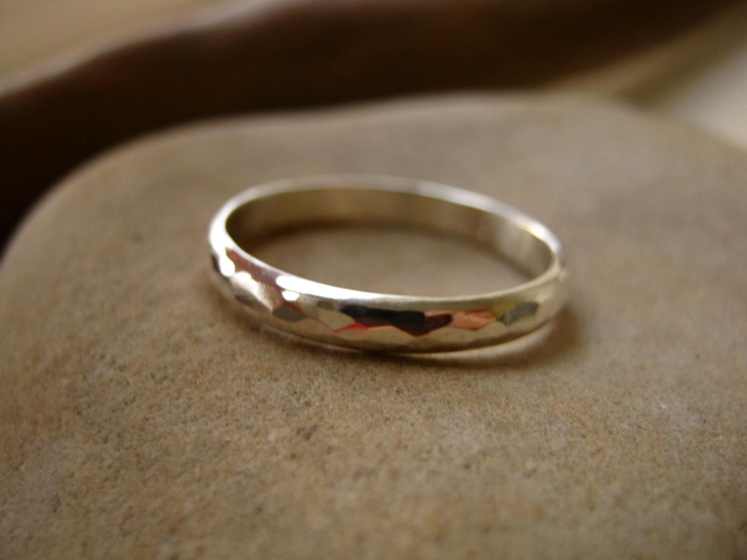 Hammered Rustic Ring Sterling Silver - Half Round Band Custom chose your size and finish