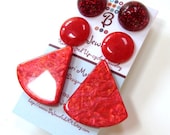 Festive Red Post Earring Set