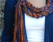 Crochet Scarf Knit Scarf - PUMPKIN Jeans Pippy Scarf - Extra Long Scarf, Womens Scarves