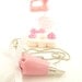 The Bakers Necklace " Who Ate My Cupcakes" Miniature Cupcake Tin Muffin Pan with fake cupcake frosting and and pink Pastry Bag charm