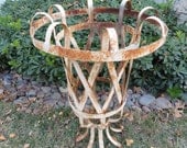 Vintage French Iron Plant Stand Holder Chippy Wrought Iron