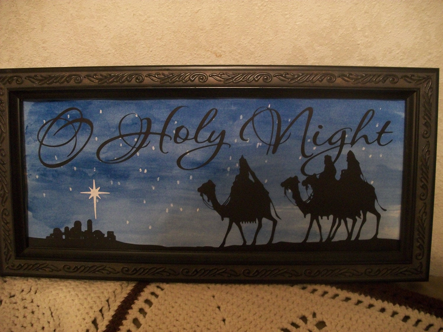 Christmas wise men magi nativity wall decor FRAME INCLUDED O Holy Night Bethlehem religious sign