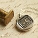Dog Carrying Letter Victorian Wax Seal Necklace - Fine Silver, Sterling Silver